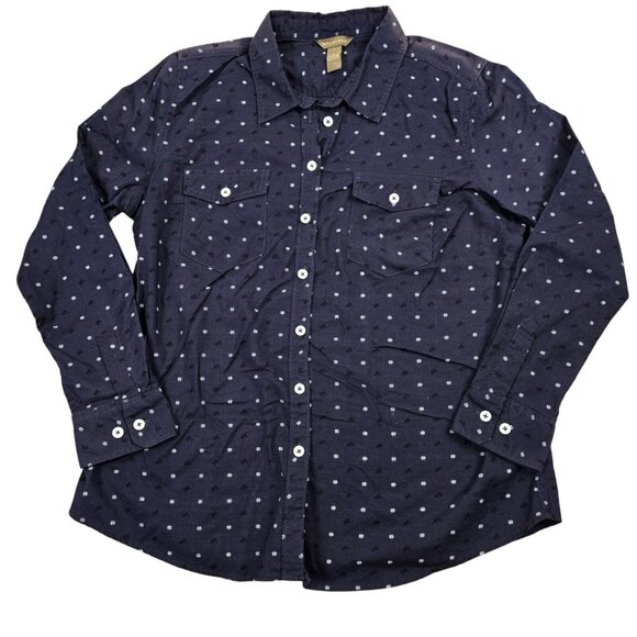 Bit and Bridle Shirt Womens Large Button Down Navy Blue Horse Equestrian Ranch - Picture 1 of 13